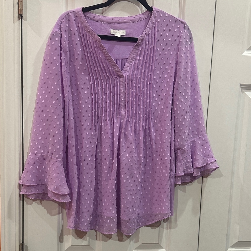 NWOT Lavender Ruffle Sleeve Women's Top size L - Picture 5 of 8